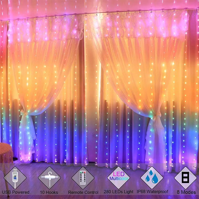 ColorfulCurtain, lehký závěs s 300 barevnými LED světly - Image 7