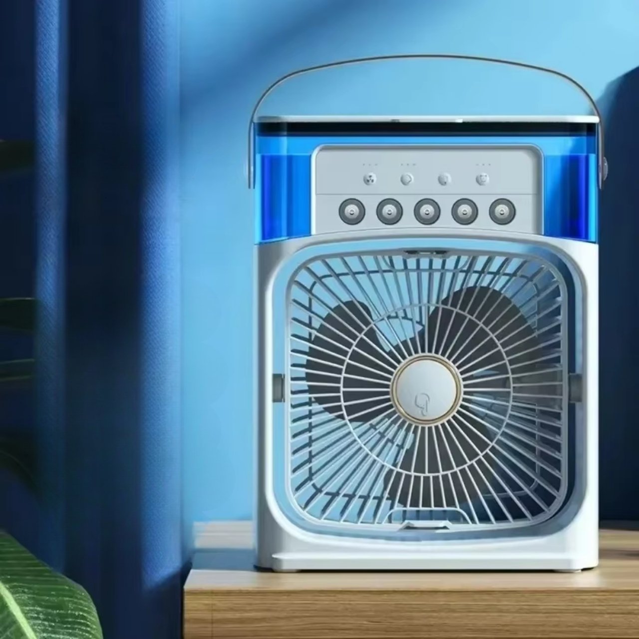 Coolio, 3-v-1 přenosný ventilátor s funkcí zvlhčovače, LED světlem a chlazením - Image 1