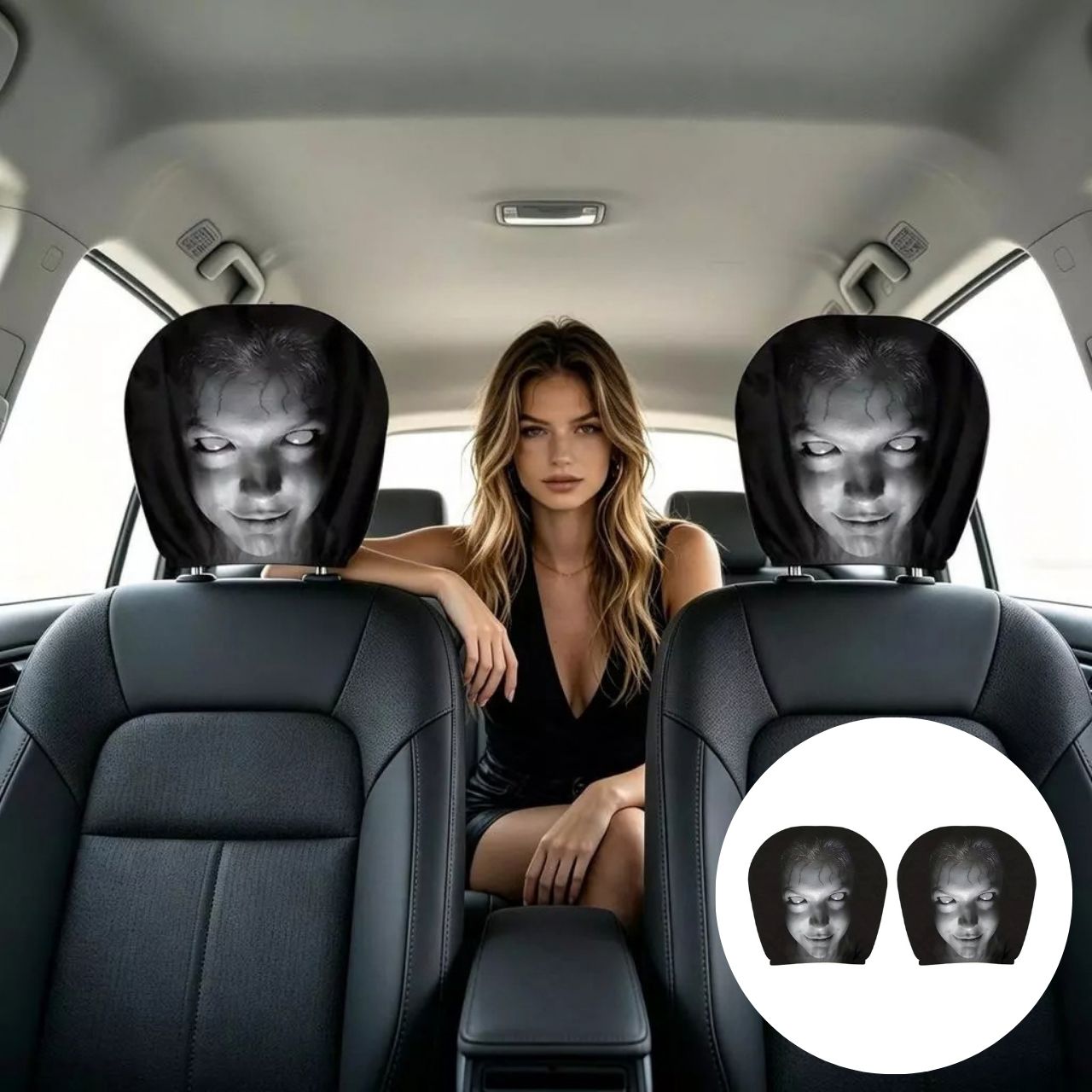 Děsivý potah na opěrku hlavy do auta (1+1 ZDARMA), GhostFace - Image 2
