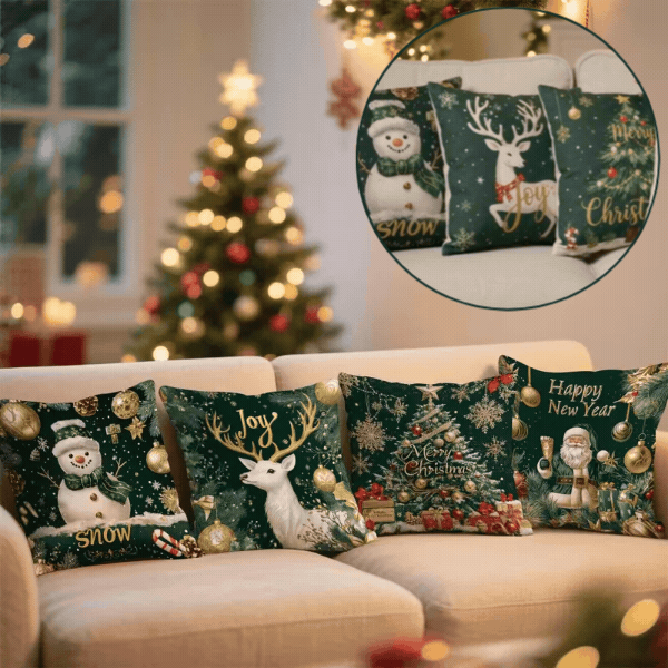 Vánoční povlaky na polštáře (4 kusy), GreenXmass