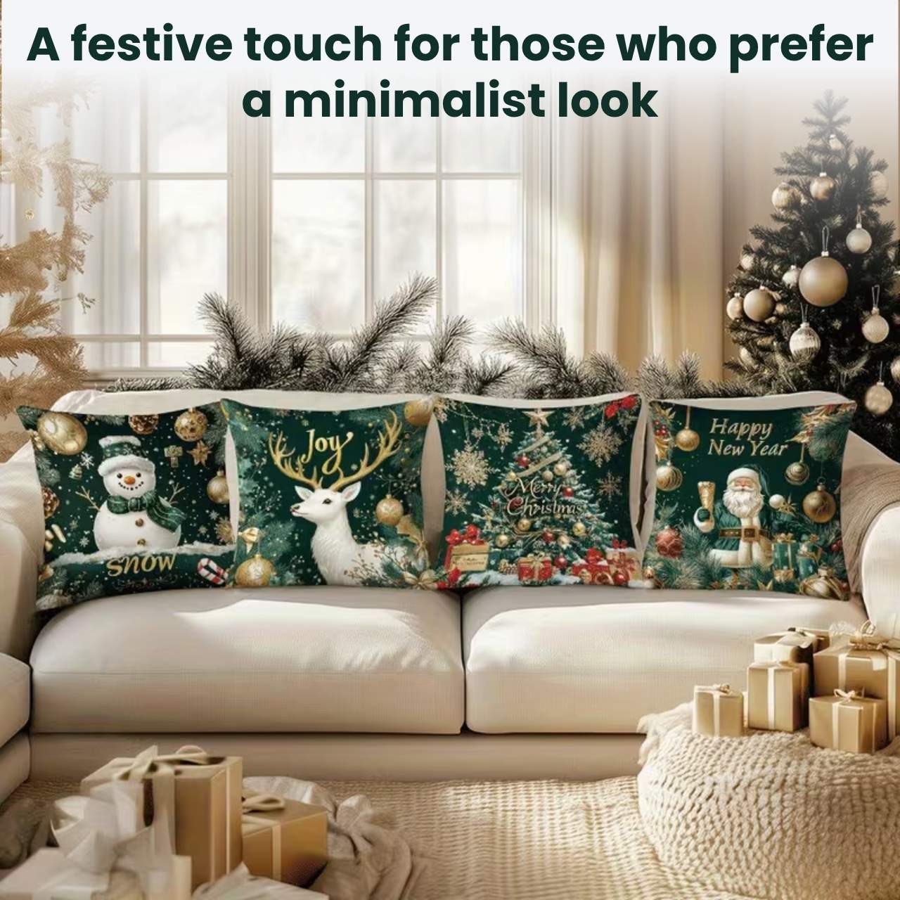Vánoční povlaky na polštáře (4 kusy), GreenXmass - Image 6