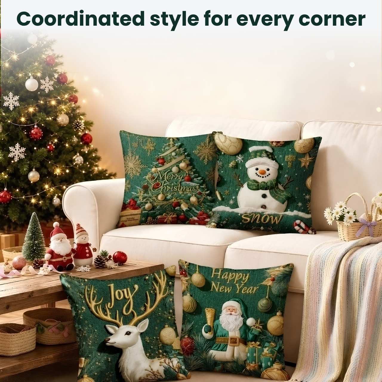 Vánoční povlaky na polštáře (4 kusy), GreenXmass - Image 7