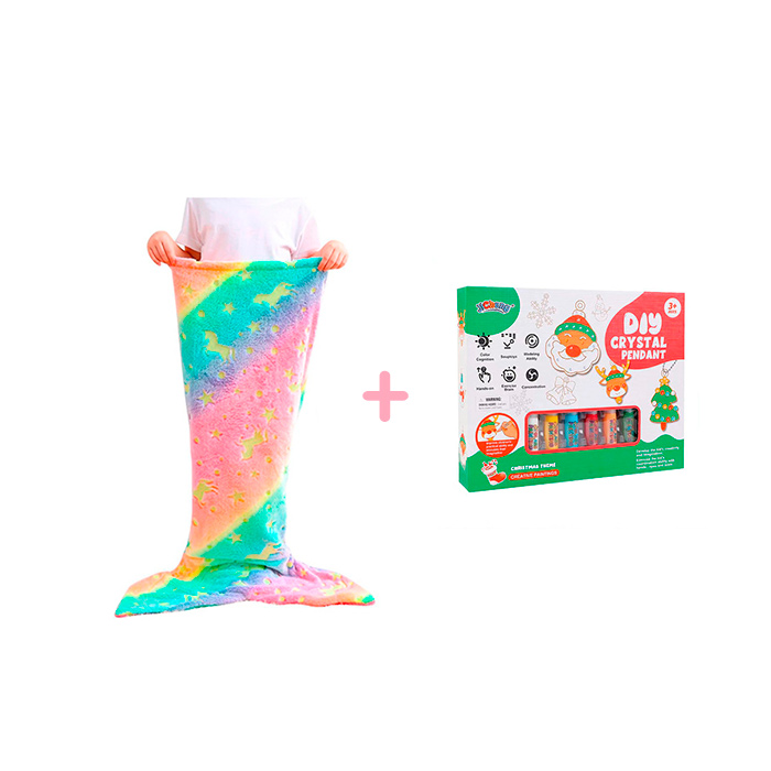 MermaidArtCraft, dárkový set s dekou pro dívky a vánočním přívěskem ZDARMA - Image 1