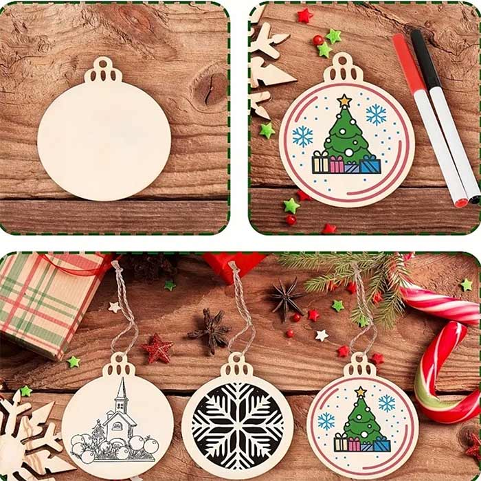 Ornaments, dřevěné vánoční ozdoby, které si vytvoříte sami (30 kusů) - Image 6