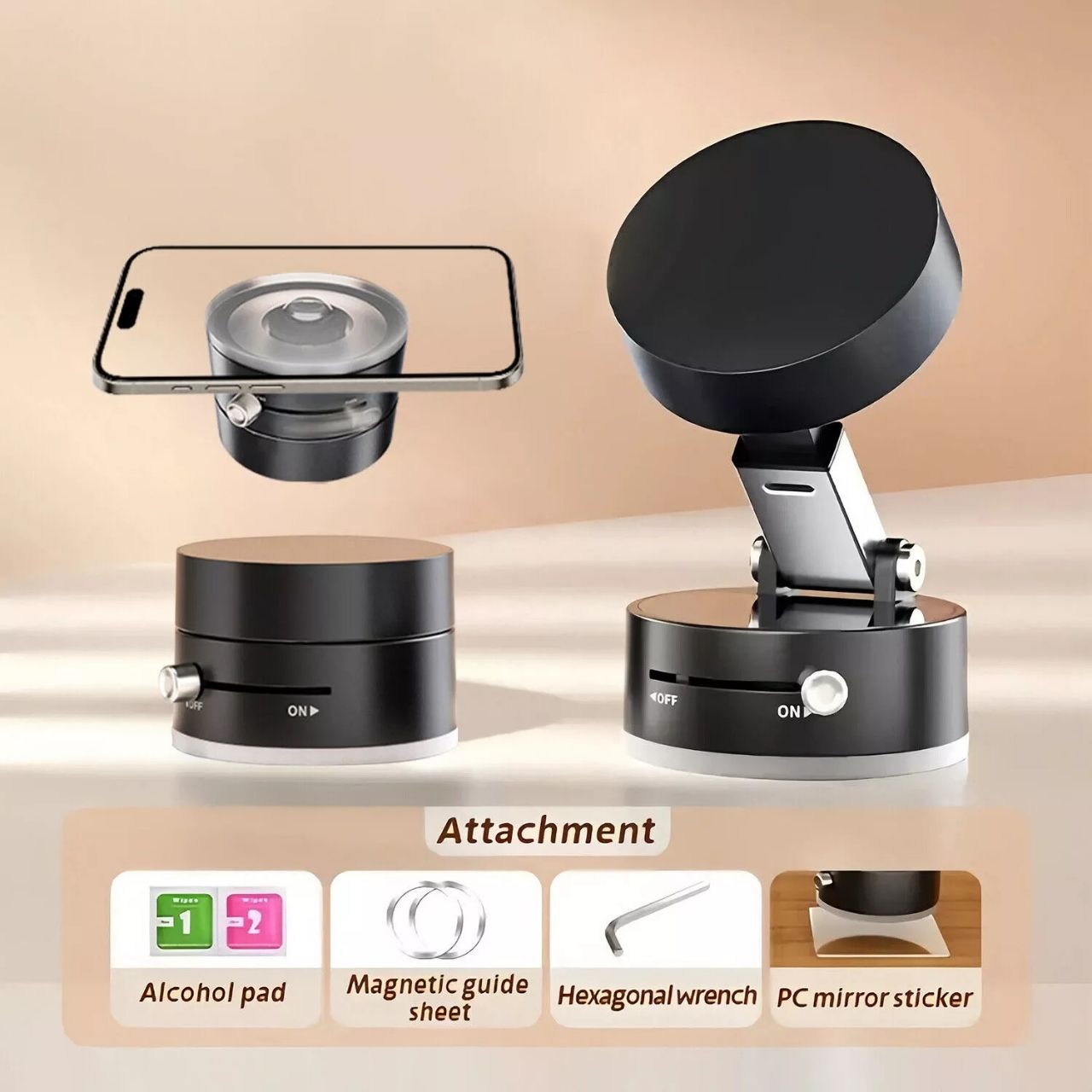 RingMag, univerzálně nastavitelný magnetický držák telefonu s vakuovou přísavkou - Image 3