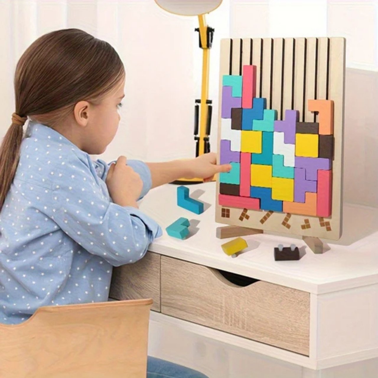 Tetris, dřevěná didaktická hračka