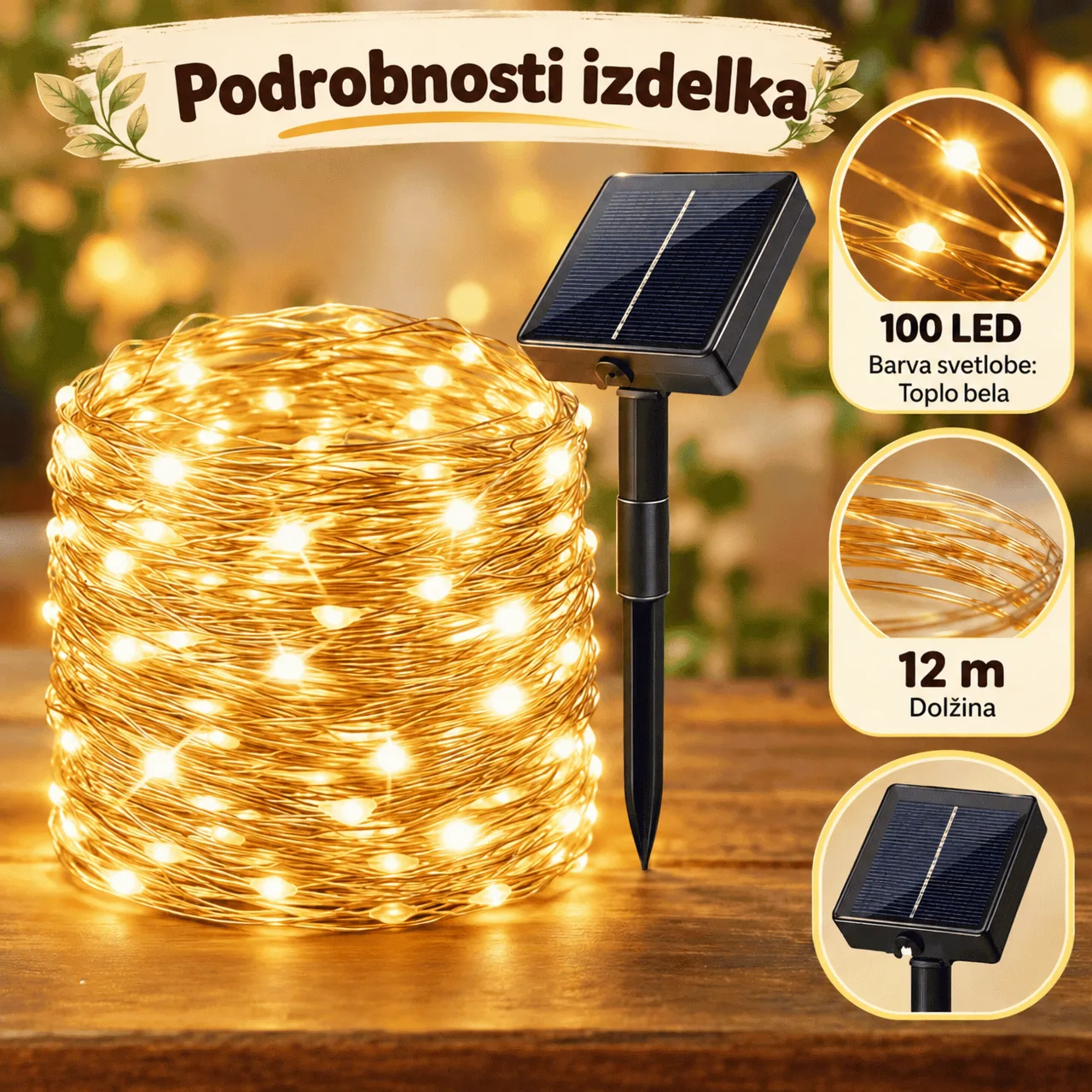 Solární LED světelný řetěz (12 m), YardLights - Image 2